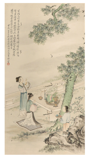 仕女拜月圖：古典繪畫中的月韻與柔情